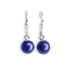 Lapislazuli Ohrhänger rund – 925 Silber Cabochon, Vorderansicht