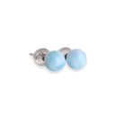Larimar Ohrstecker 6 mm Kugel – 925 Silber rhodiniert, Paar 