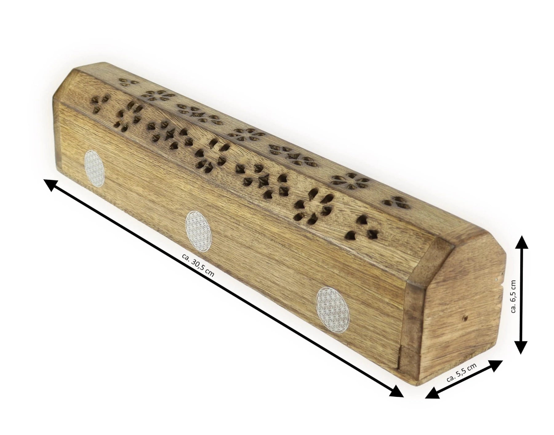 Blume des Lebens Räucherstäbchenhalter aus Holz für Räucherstäbchen & Räucherkegel