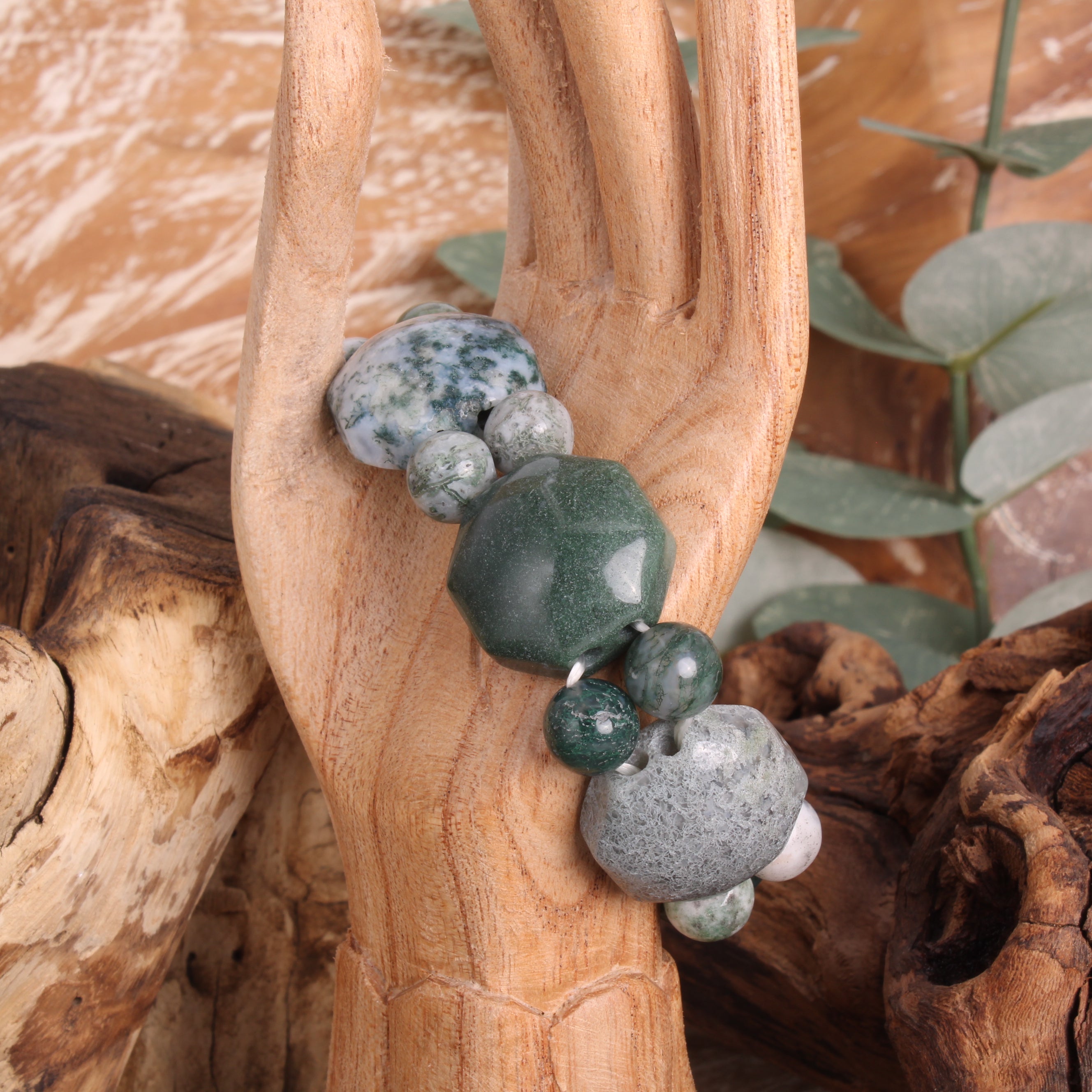 Moosachat Armband Gesamtansicht – Naturstein Schmuck Budawi