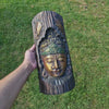 Buddha Wandbild Holz – Detailansicht bewegt
