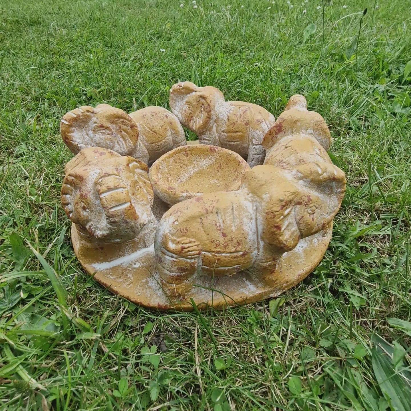 Freundeskreis Elefantenkreis 5 Elefanten Figuren aus Terrakotta gelb Handwerkskunst aus Mexiko