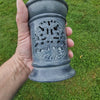 Aroma Duftlampe aus Speckstein mit Schale und Sieb grau Baum des Lebens Räucherstövchen