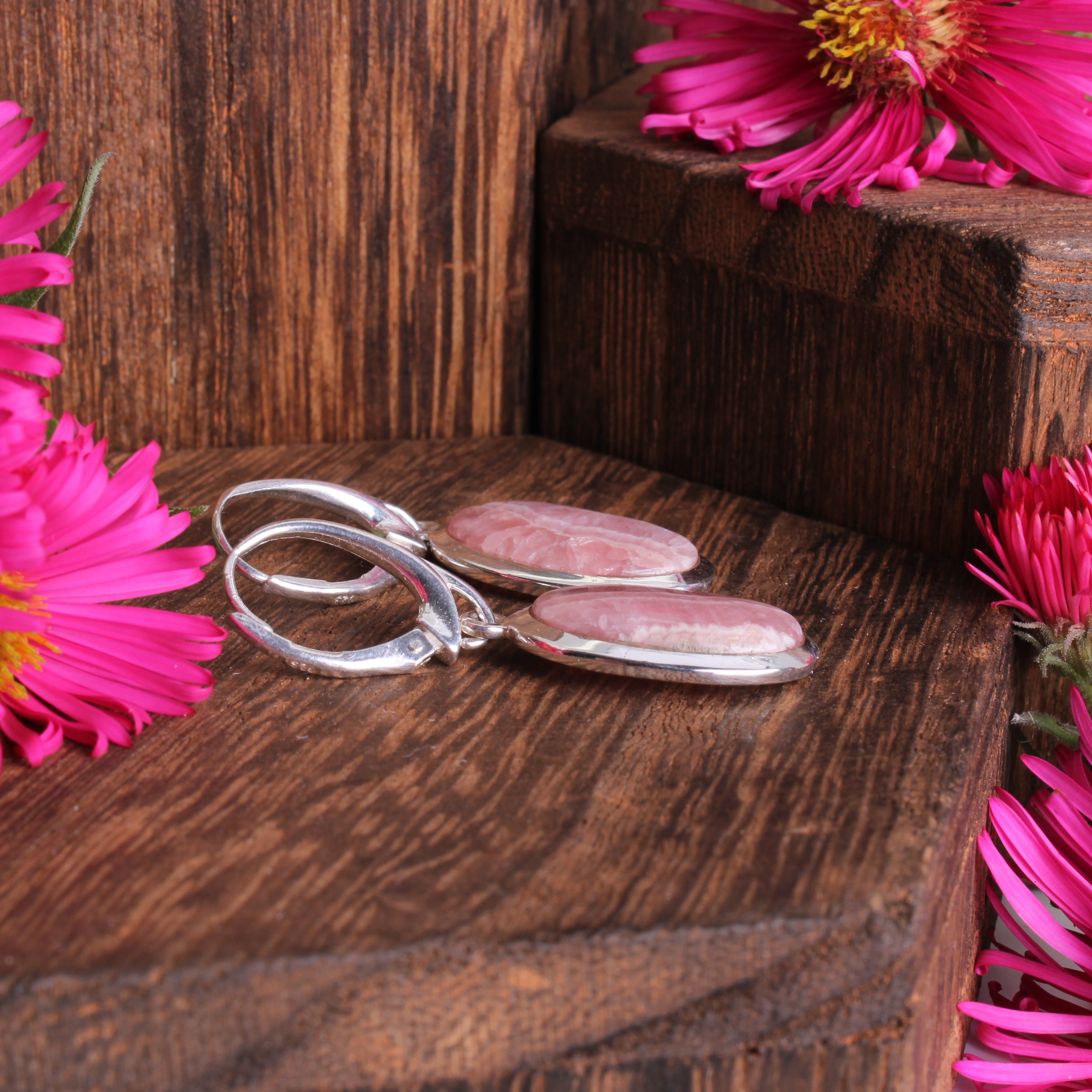 Rhodochrosit Ohrringe – natürliche Rosanuancen