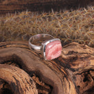 Rhodochrosit Silberring getragen – Größe 58 Unikat