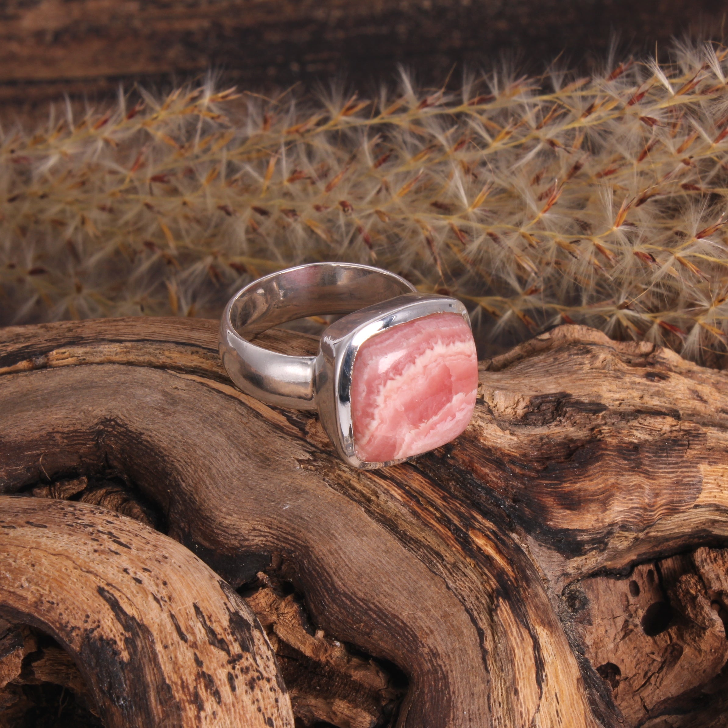 Rhodochrosit Silberring getragen – Größe 58 Unikat