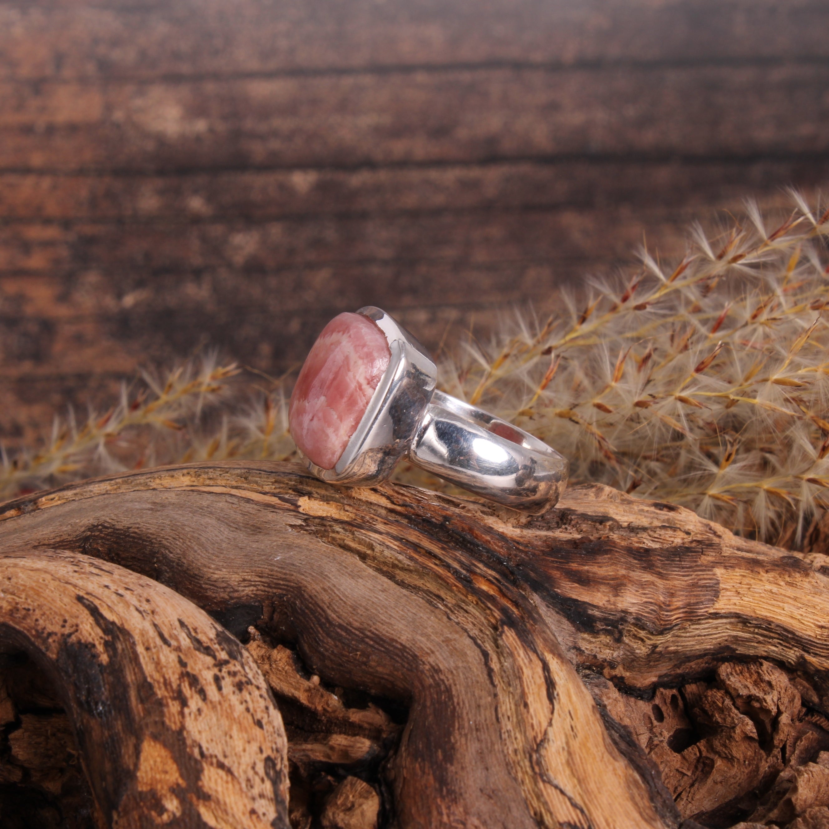 Handgefertigter Rhodochrosit Ring – 925 Sterling Silber
