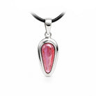Rosa Turmalin Cabochon Anhänger – 925 Silber breite Fassung, Vorderansicht