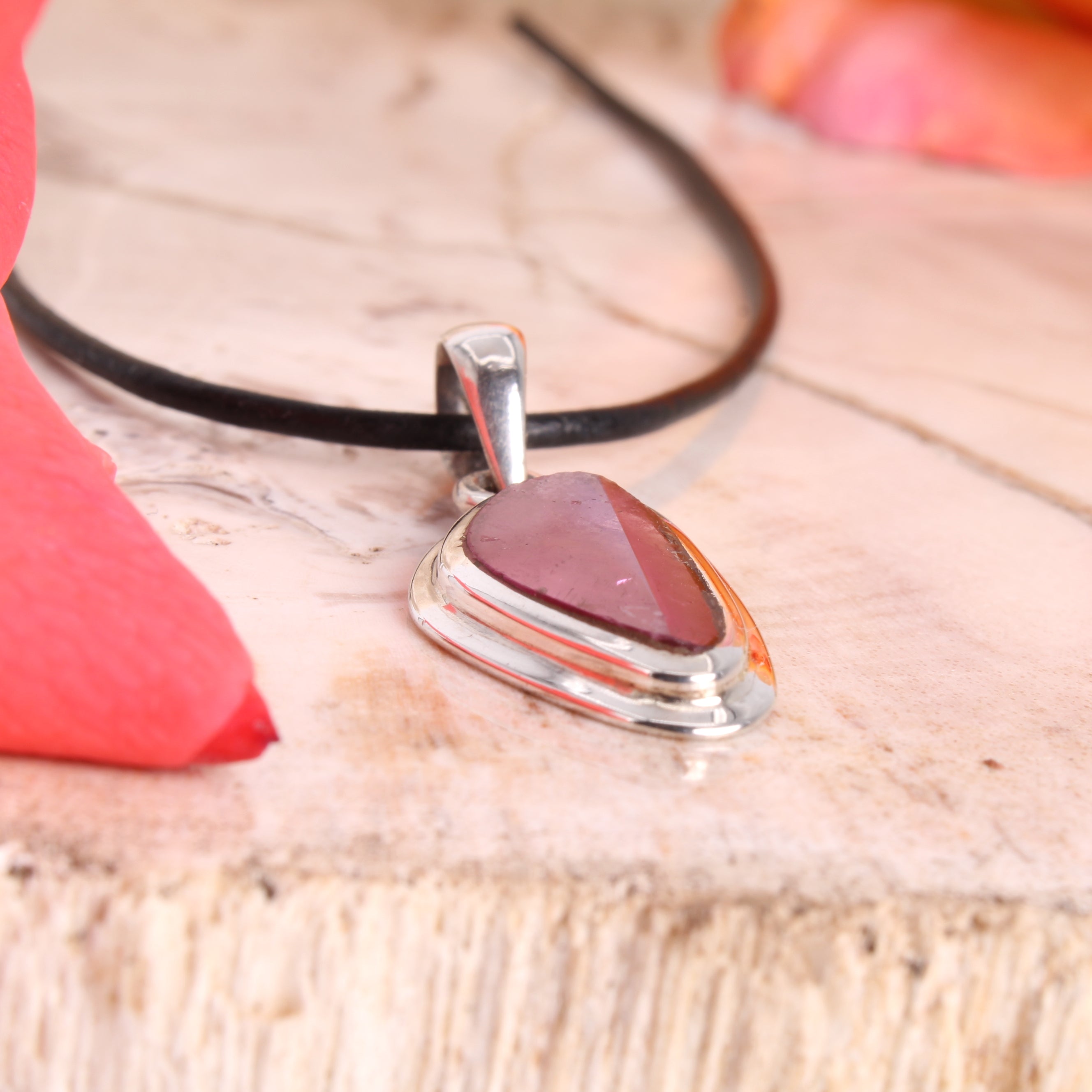 Rosa Turmalin Rubelith Anhänger Gesamtansicht – Edelstein Schmuck Budawi
