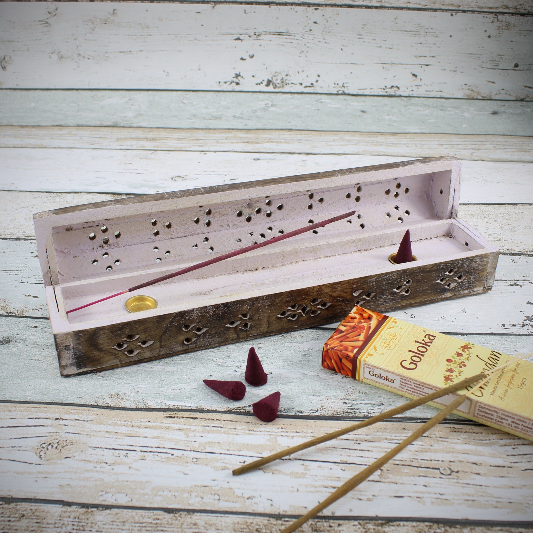 Räucherstäbchenhalter Halter aus Holz für Räucherstäbchen & Räucherkegel