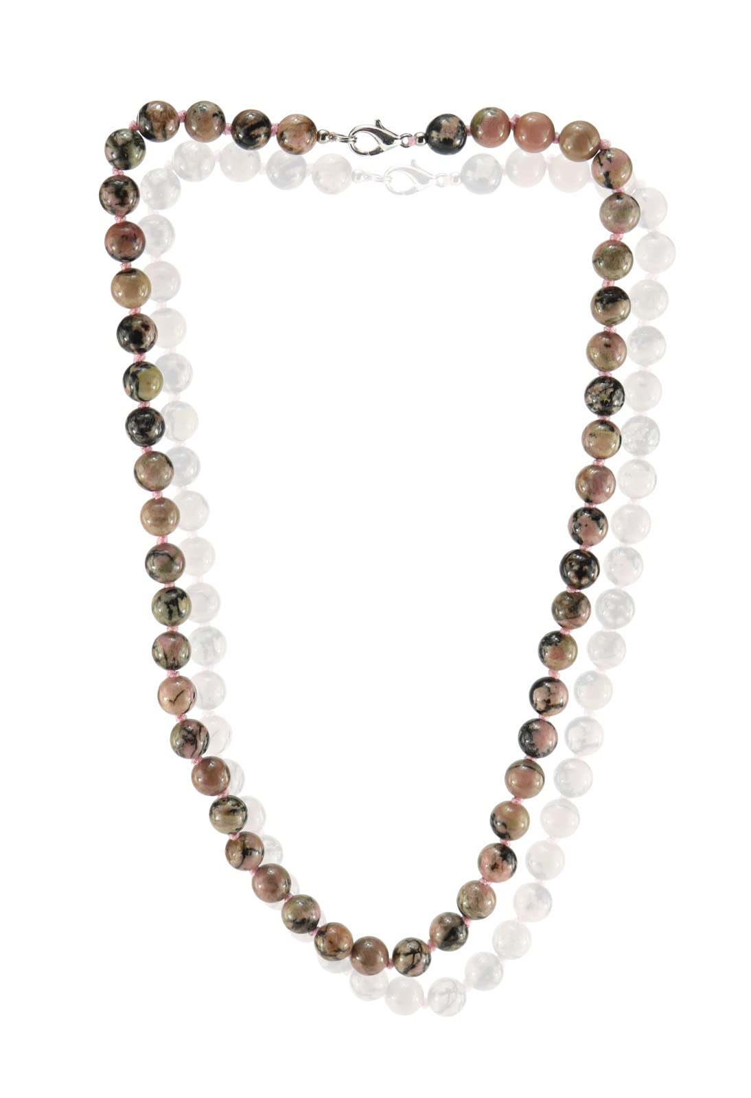 Edelsteinkette Rhodonit Stein Trommelstein Anhänger Halskette Kette Collier Kugelkette Perlenkette Edelsteinkette Splitterkette Edelstein Heilstein Schmuckstein Schmuck Halsschmuck Rhodonitstein Rhodonitschmuck Rhodonitkette
