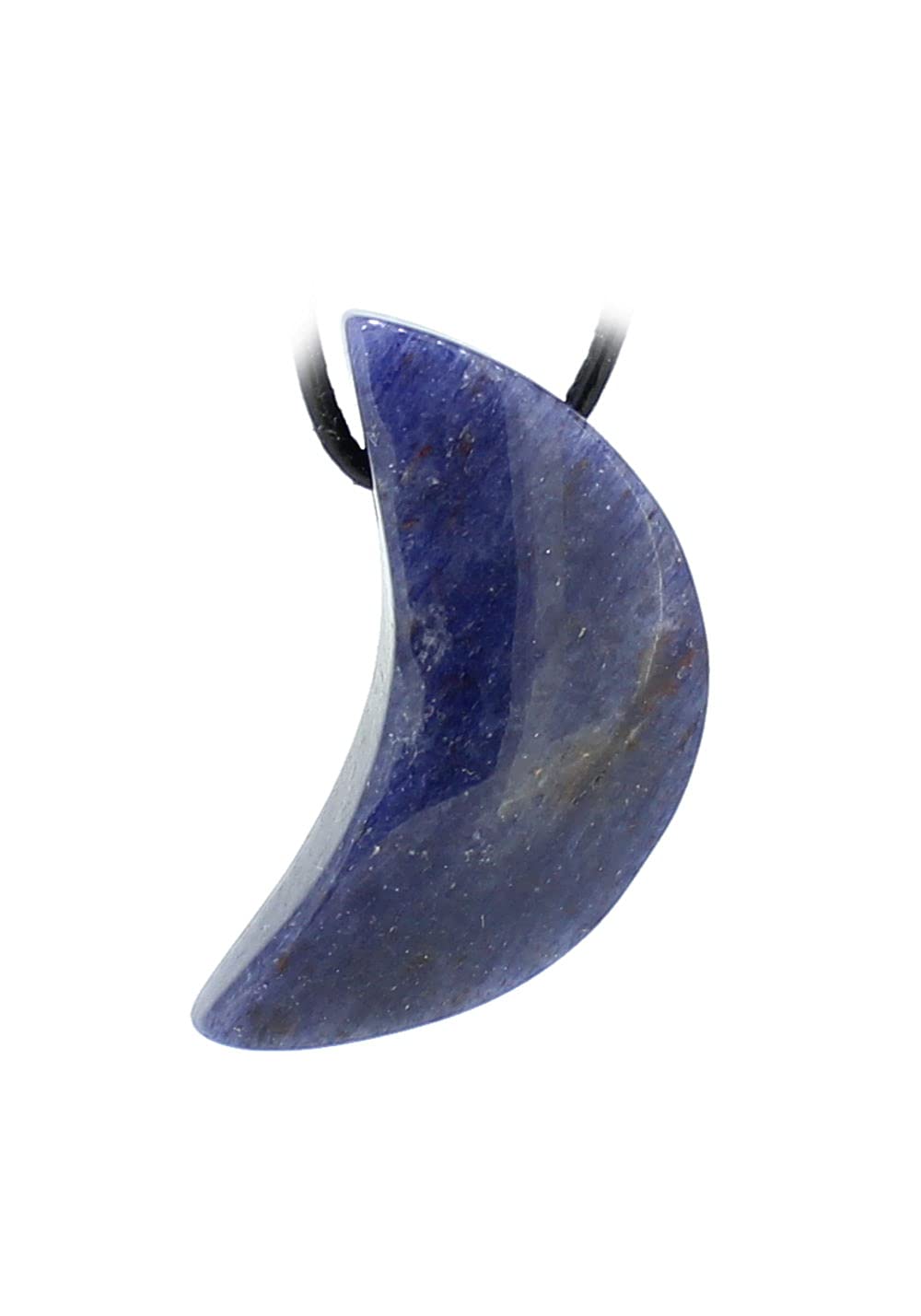 Blauquarz Halbmond Anhänger – ca. 34×22 mm, blauer Naturstein, Vorderansicht