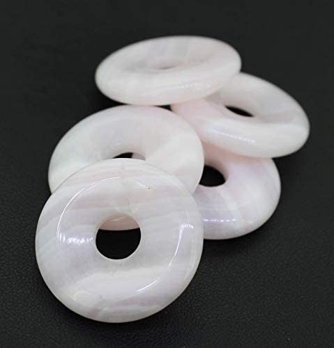 Manganocalcit Donut Anhänger Kettenanhänger 30 mm mit Lederband Halskettenanhänger Kettenschmuck Stein Trommelstein Anhänger Schmuck Schmuckstein Rohstein Rohstück Edelstein Heilstein Silberanhänger Silberschmuck Schutzstein Glücksstein