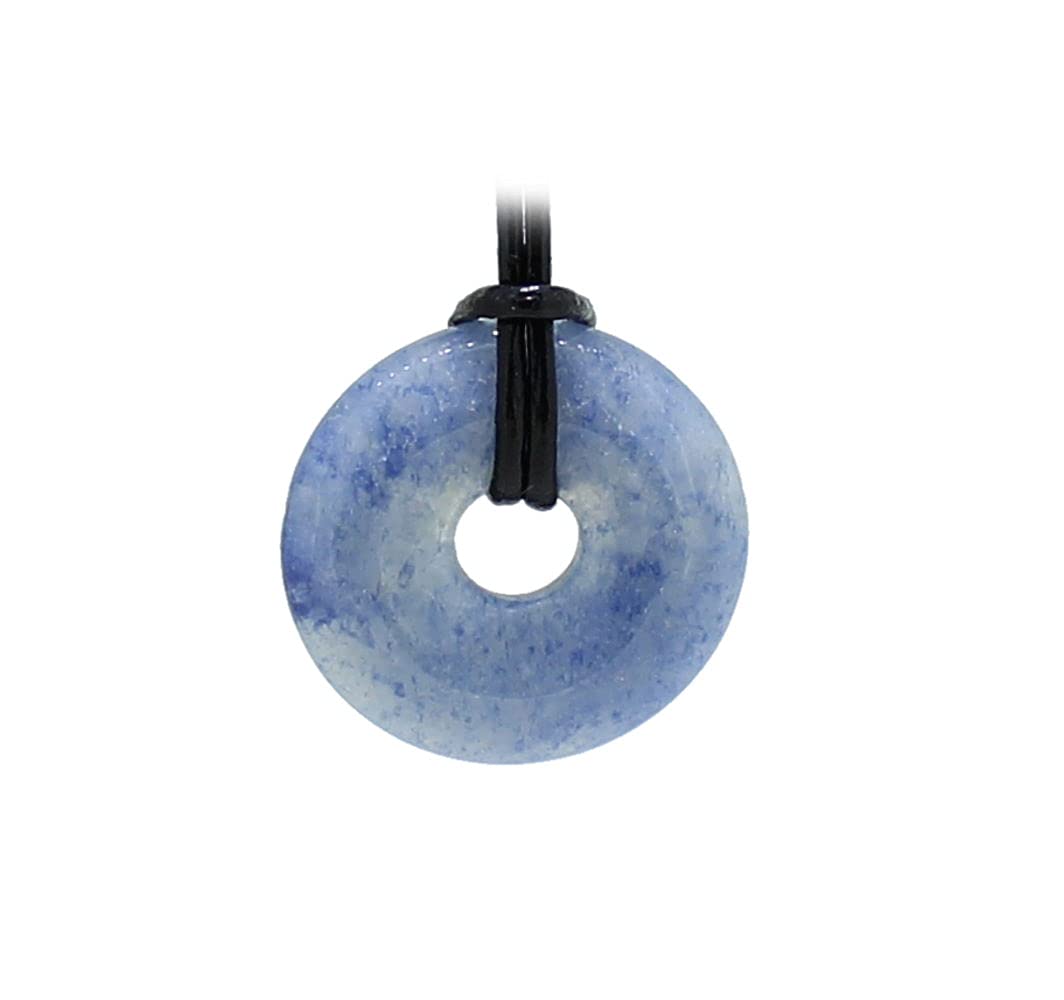Blauquarz Donut Anhänger – Ø 20 mm, blauer Naturstein, Vorderansicht