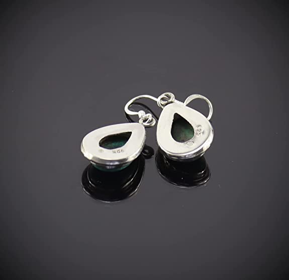 Chrysokoll Ohrringe Ohrhänger 925er Silber Ohrschmuck Ohrstecker Stein Trommelstein Anhänger Silberhänger Silberstecker Edelstein Heilstein Schmuckstein Schmuck Rohstein Rohstück Kettenschmuck Glücksstein Schutzstein Geschenk Set