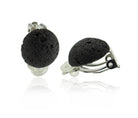 schwarzer Lava Stein Trommelstein Anhänger elegante Ohrclips Ohrringe Ohrstecker Ohrschmuck Silberclips Heilstein Edelstein Silberschmuck Silberohrringe Lavaschmuck Lavaperlen Lavastein Lavasteine Lavagestein Gesteinslava Vulkanlava