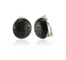 schwarzer Lava Stein Trommelstein Anhänger elegante Ohrclips Ohrringe Ohrstecker Ohrschmuck Silberclips Heilstein Edelstein Silberschmuck Silberohrringe Lavaschmuck Lavaperlen Lavastein Lavasteine Lavagestein Gesteinslava Vulkanlava