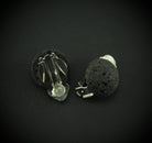 schwarzer Lava Stein Trommelstein Anhänger elegante Ohrclips Ohrringe Ohrstecker Ohrschmuck Silberclips Heilstein Edelstein Silberschmuck Silberohrringe Lavaschmuck Lavaperlen Lavastein Lavasteine Lavagestein Gesteinslava Vulkanlava