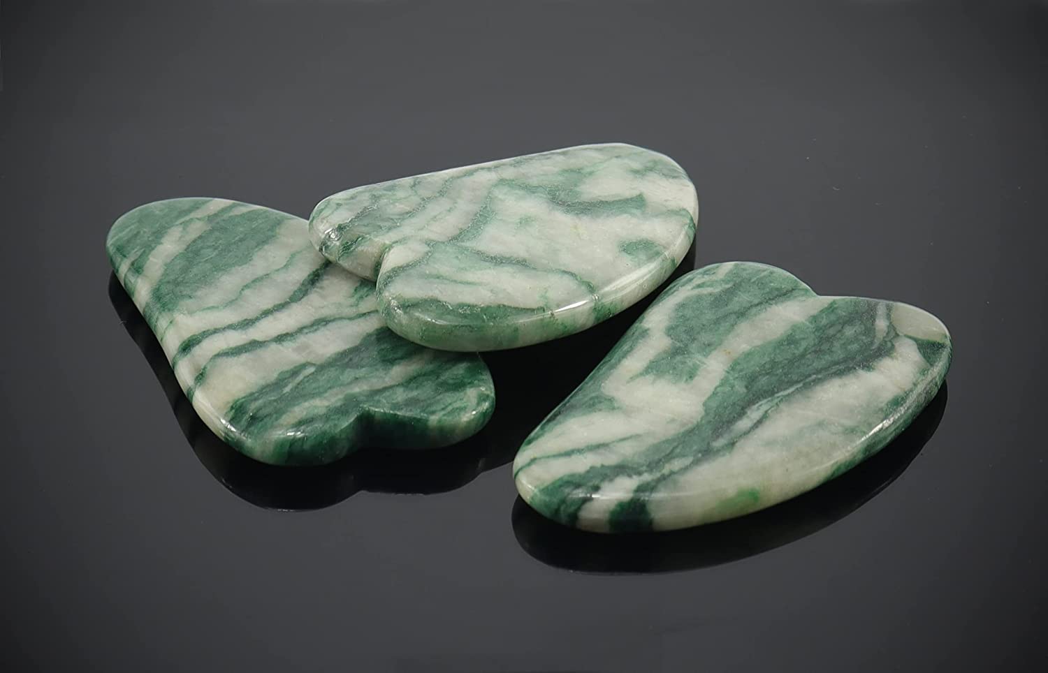Prasem Afrika Jade GUA SHA Edelstein Massagestein für Gesicht und Körper  Stein Trommelstein Massagestein Therapiestein Massagelöffel Edelstein Heilstein Handschmeichler Heilstab Massagegerät Masturbator Stimulator Vibrationsgerät Vibrationsstab Vibrator