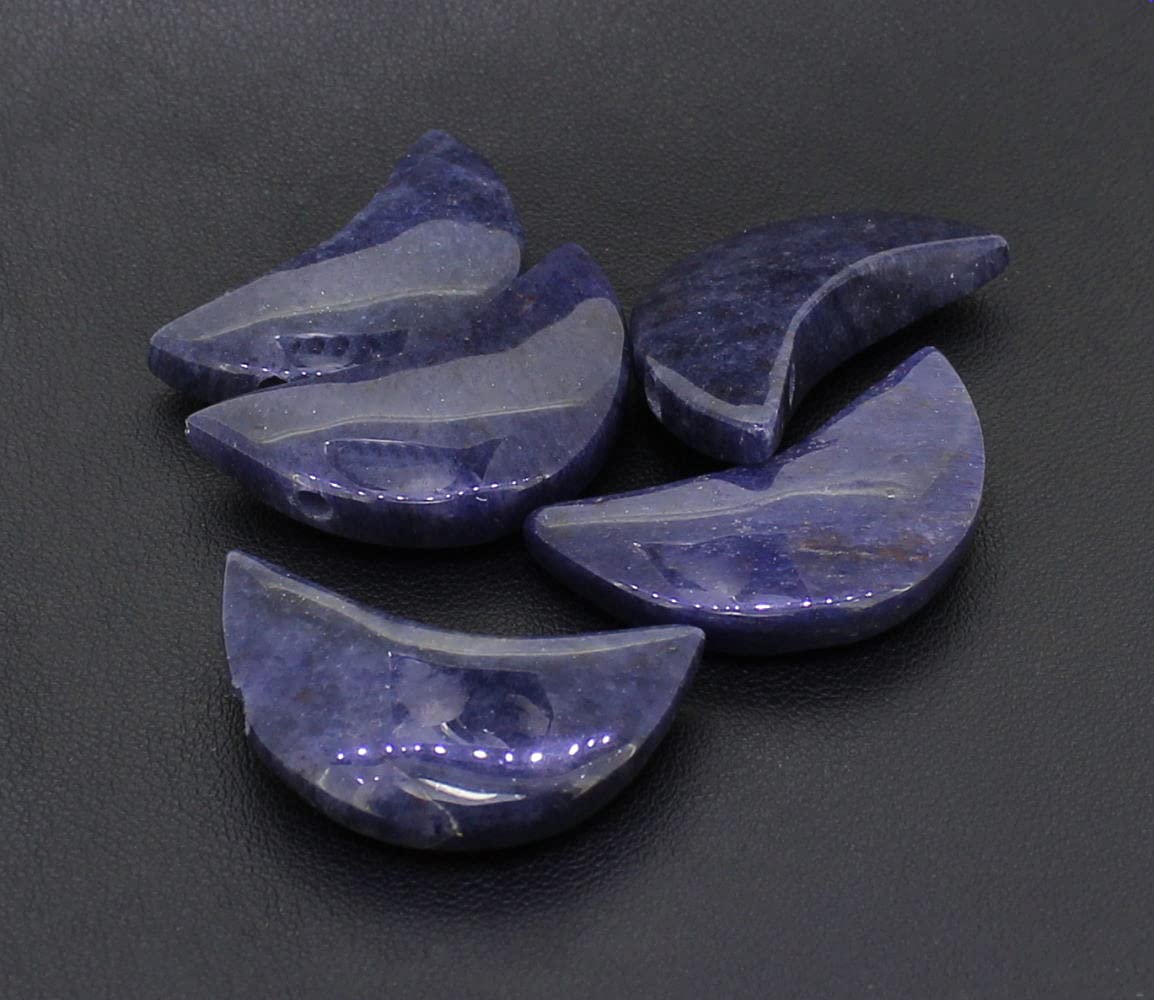 Blauquarz Halbmond Anhänger Gesamtansicht – Edelsteinschmuck Budawi