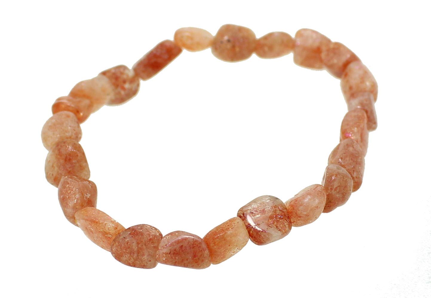Armband aus Sonnenstein Sunstone Trommelstein Anhänger Perlen Kugeln Heilstein Edelstein Kugelarmband Perlenarmband Edelsteinarmband Stretcharmband Gummiarmband Armschmuck Schmuckstein Rohstein Rohstück Sonnensteine Sonnensteinschmuck Sonnensteinarmband