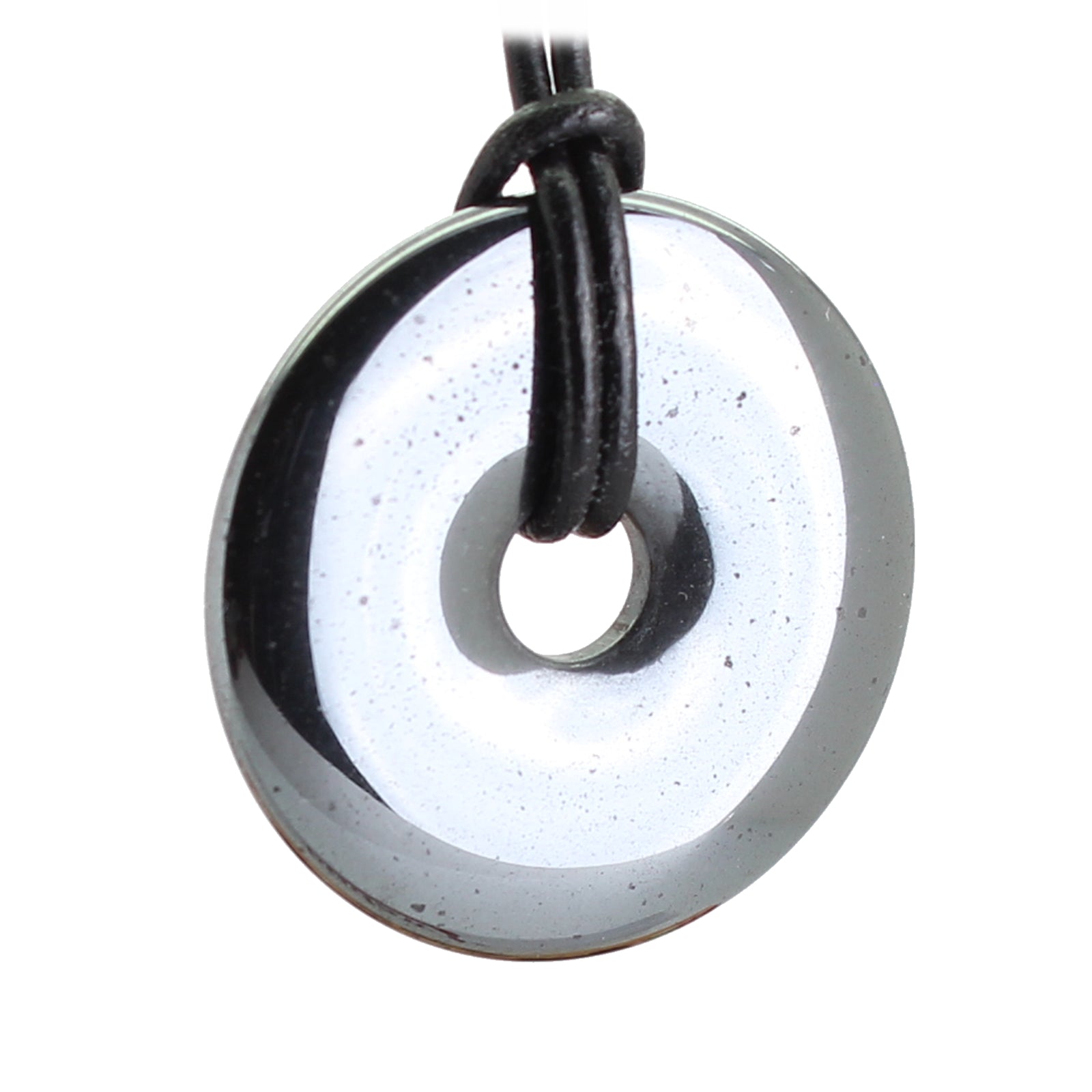 Hämatit (rek.) Donut Anhänger 30 mm Edelsteindonut Kettenanhänger Halskettenanhänger Kettenschmuck Stein Trommelstein Anhänger Schmuck Schmuckstein Rohstein Rohstück Edelstein Heilstein Silberanhänger Silberschmuck Schutzstein Glücksstein