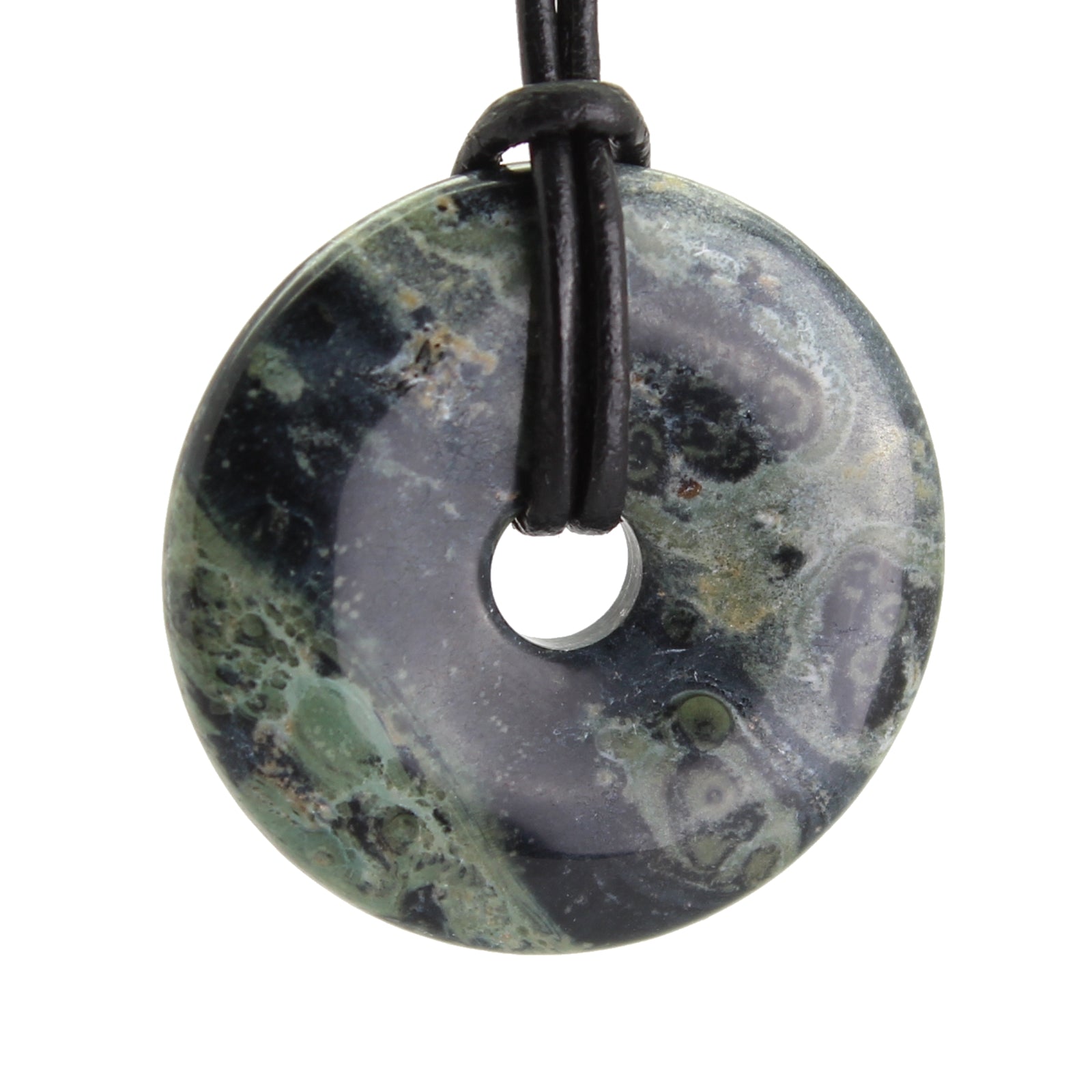 Kabamba Jaspis Donut Anhänger Kettenanhänger 30 mm mit Lederband Halskettenanhänger Kettenschmuck Stein Trommelstein Anhänger Schmuck Schmuckstein Rohstein Rohstück Edelstein Heilstein Silberanhänger Silberschmuck Schutzstein Glücksstein