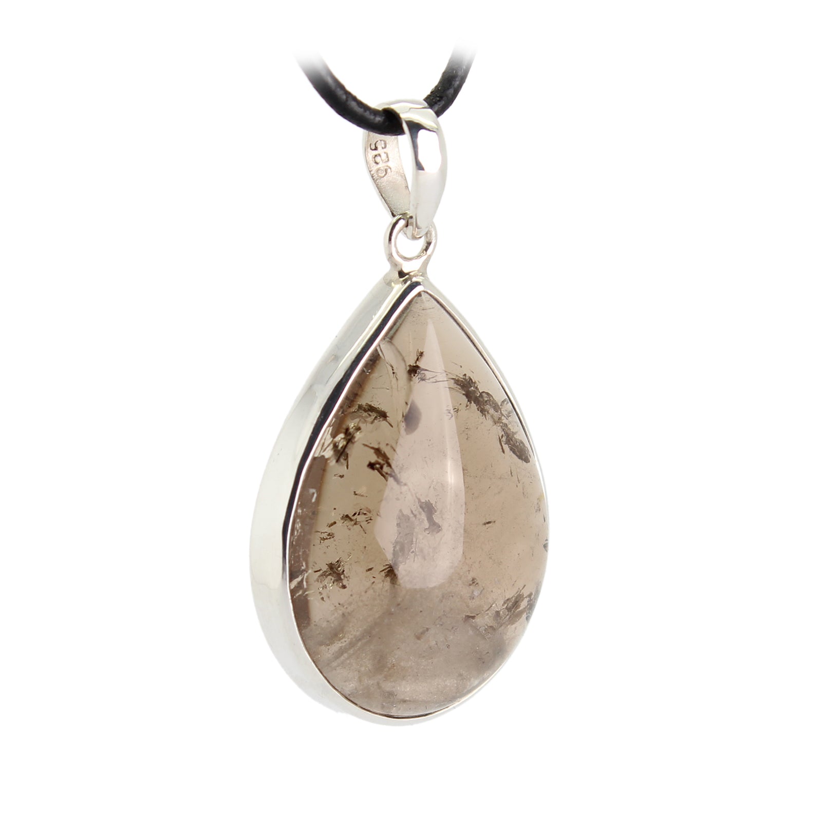 Rauchquarz Anhänger Kettenanhänger 925er Silber Schmuck Halskettenanhänger Kettenschmuck Stein Trommelstein Rohstein Rohstück Edelstein Heilstein Lochstein Schmuck Naturstein Halsschmuck Silberschmuck Dekostein Dekostück Collier Halskette Schmuckstein Schmuckanhänger Glücksstein Schutzstein