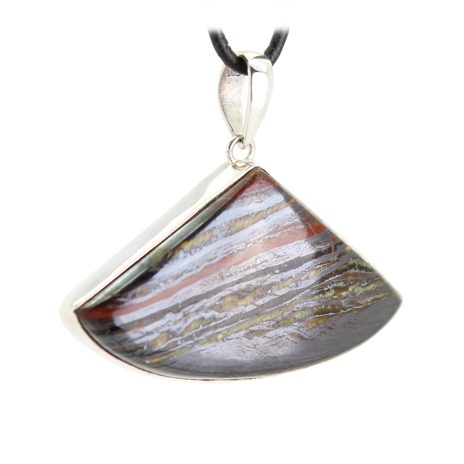 Tigereisen Anhänger Kettenanhänger 925er Silber Schmuck Halskettenanhänger Kettenschmuck Stein Trommelstein Rohstein Rohstück Edelstein Heilstein Lochstein Schmuck Naturstein Halsschmuck Silberschmuck Dekostein Dekostück Collier Halskette Schmuckstein Schmuckanhänger Glücksstein Schutzstein
