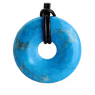 blauer Howlith Donut Anhänger Kettenanhänger 20 mm Türkis Halskettenanhänger Kettenschmuck Stein Trommelstein Anhänger Schmuck Schmuckstein Rohstein Rohstück Edelstein Heilstein Silberanhänger Silberschmuck Schutzstein Glücksstein
