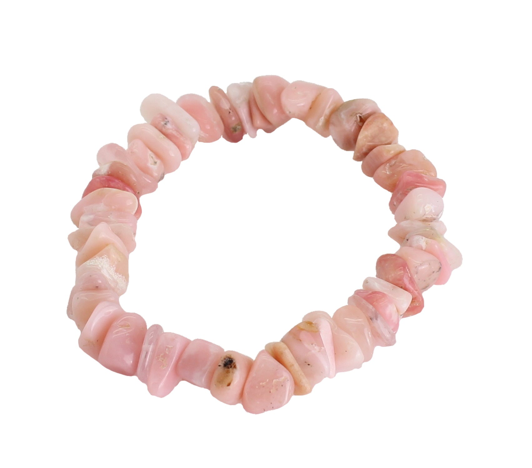Armband aus Andenopal rosa Andenopal Stein Trommelstein Anhänger Perlen Nuggets Heilstein Edelstein Nuggetsarmband Perlenarmband Edelsteinarmband Stretcharmband Gummiarmband Armschmuck Schmuckstein Rohstein Rohstück Schmuck Kettenanhänger