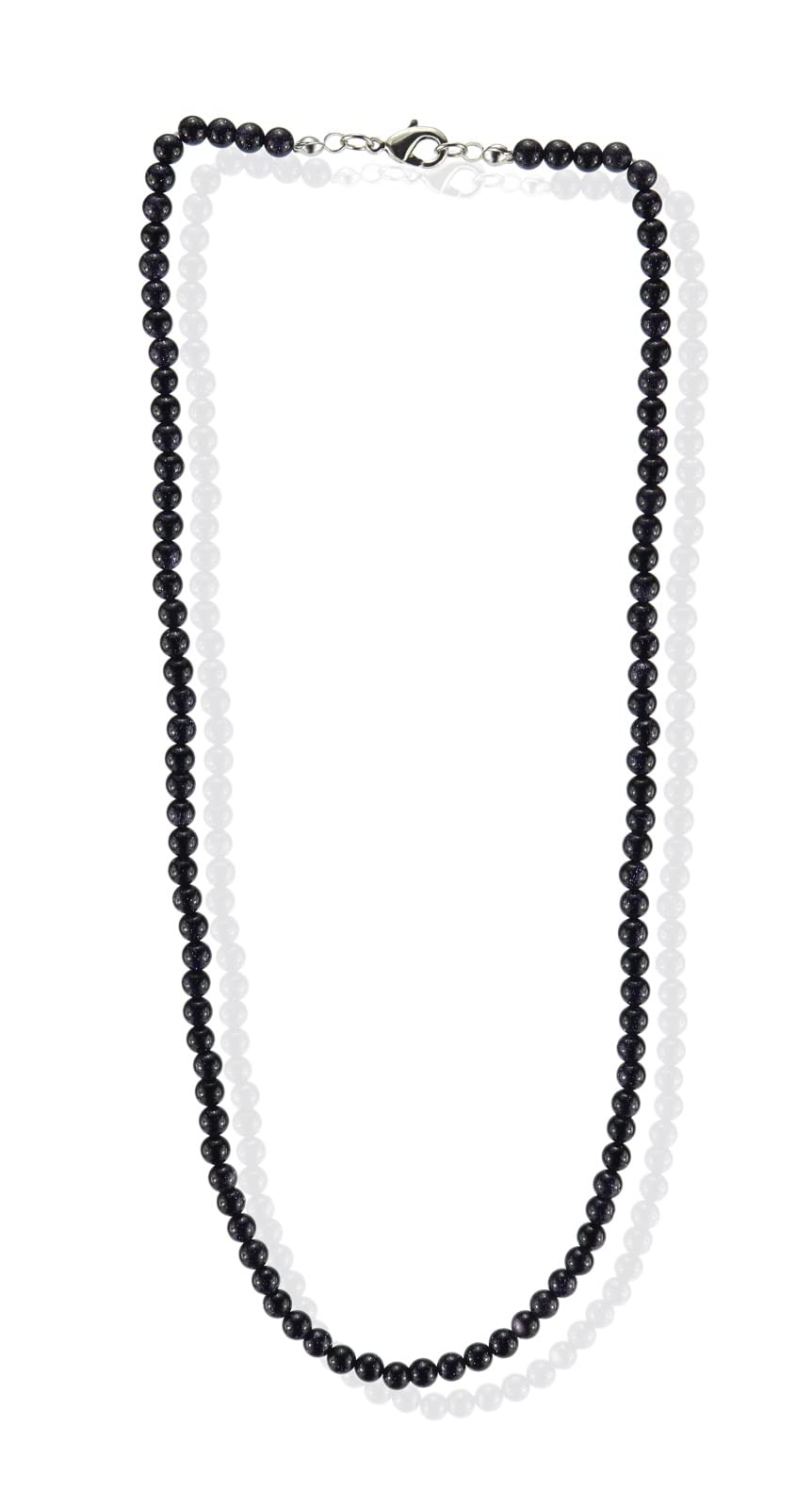 Halskette Kette aus Blaufluss Blaufluß Stein Trommelstein Anhänger Kugelkette Perlenkette Blauflußkette Blauflussstein Blauflussschmuck Blauflusssteine Blaufluss Blaufluß Collier Halsschmuck Schmuck Glücksstein Schutzstein Steinkette Edelstein