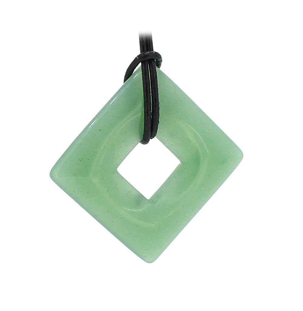 Aventurin Square Donut Anhänger – ca. 35×35 mm, grüner Naturstein, Vorderansicht