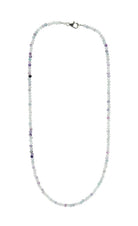 Halskette Kette aus Regenbogenfluorit Fluorit Stein Trommelstein Anhänger Trommelsteinanhänger Perlenkette Kugelkette Collier Buttonkette Edelstein Heilstein Halsschmuck Schmuck Schmuckstein Schmuckkette Schmuckcollier Fluoritstein Fluoritkette