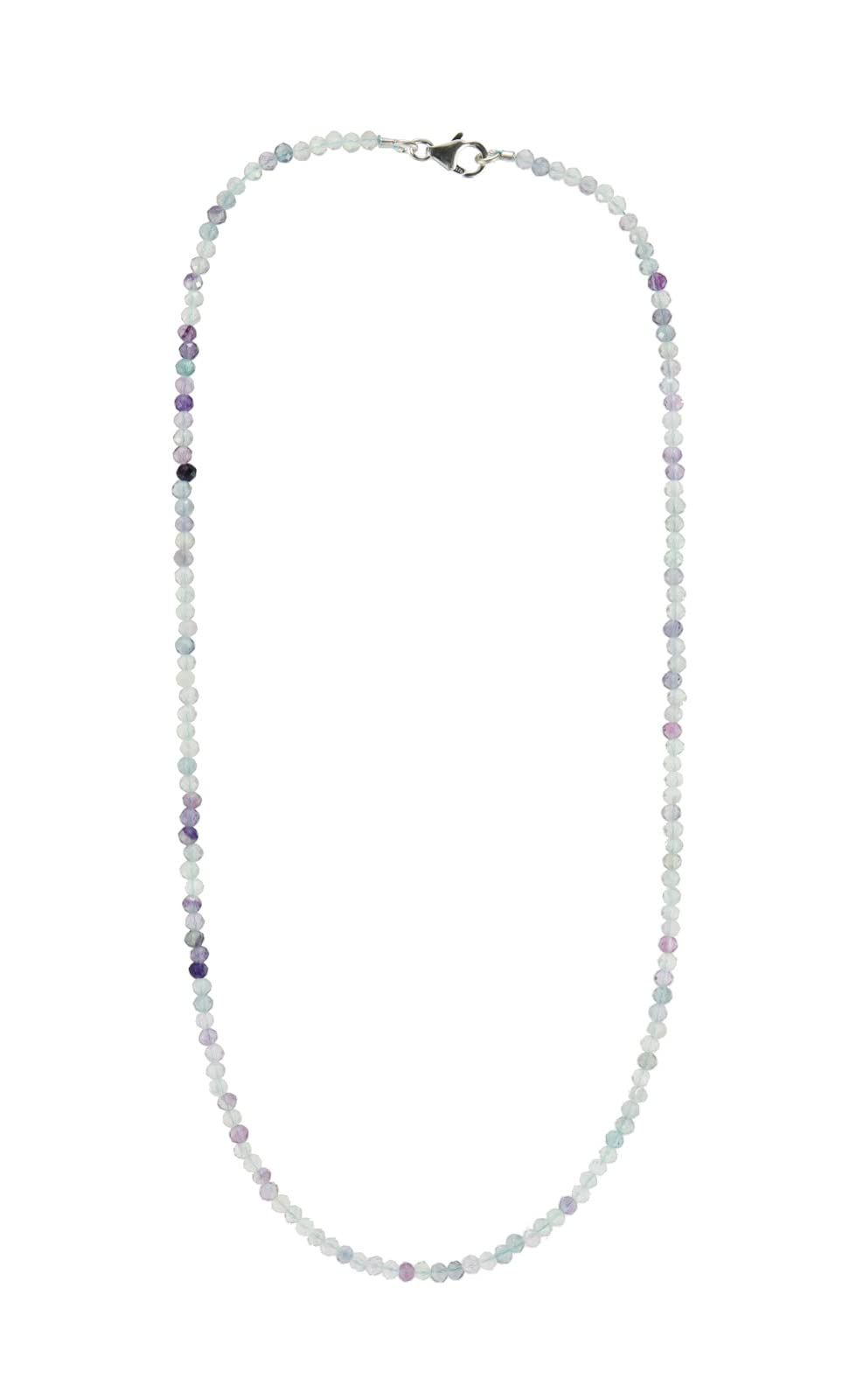 Halskette Kette aus Regenbogenfluorit Fluorit Stein Trommelstein Anhänger Trommelsteinanhänger Perlenkette Kugelkette Collier Buttonkette Edelstein Heilstein Halsschmuck Schmuck Schmuckstein Schmuckkette Schmuckcollier Fluoritstein Fluoritkette