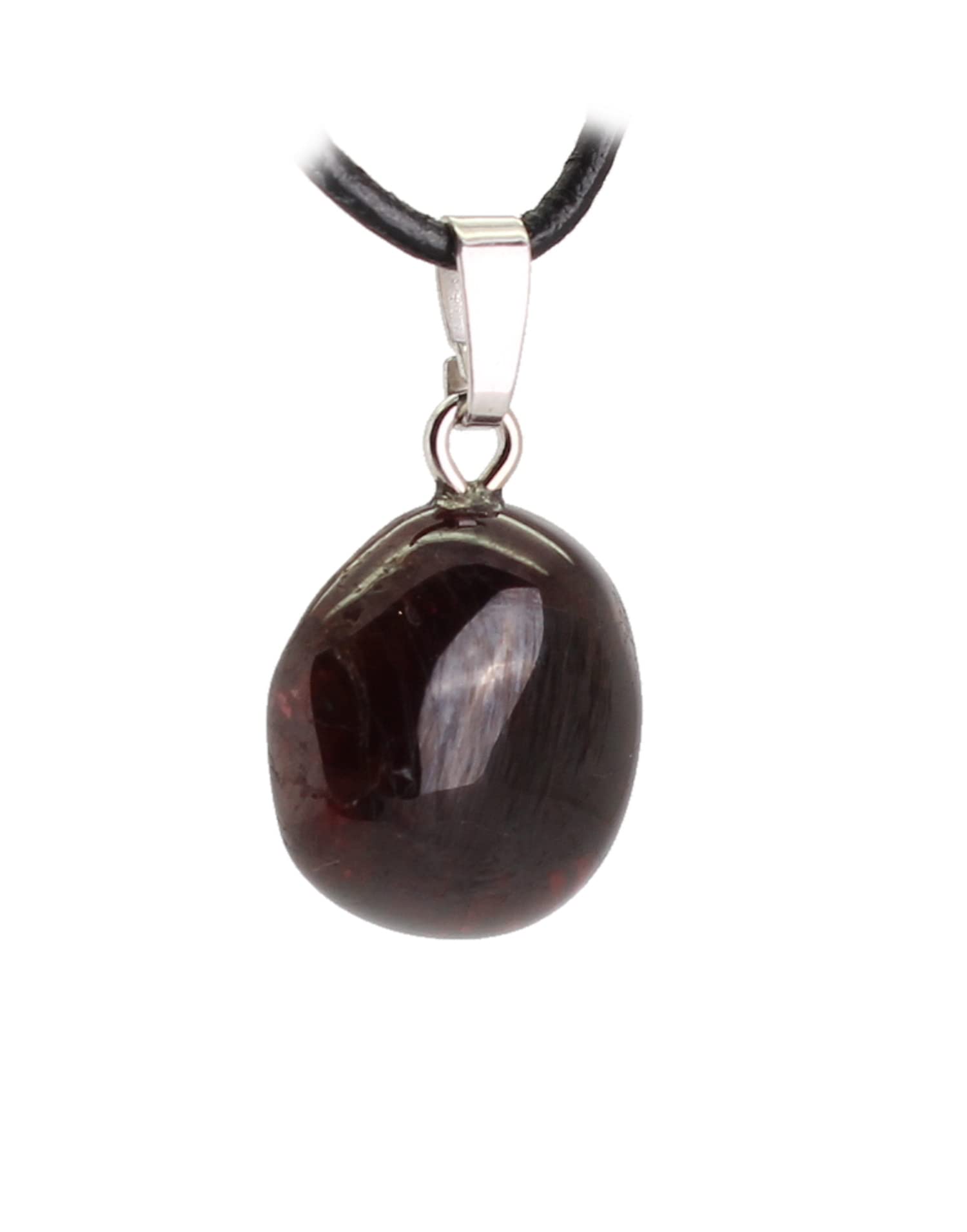 Halskettenanhänger Kettenanhänger Kettenschmuck roter Granat Stein Trommelsteinanhänger Silberanhänger Silberschmuck Halsschmuck Schmuck Schmuckanhänger Schmuckstein Edelstein Heilstein Rohstein Rohstück Kette Halskette Collier Granatstein Granatschmuck