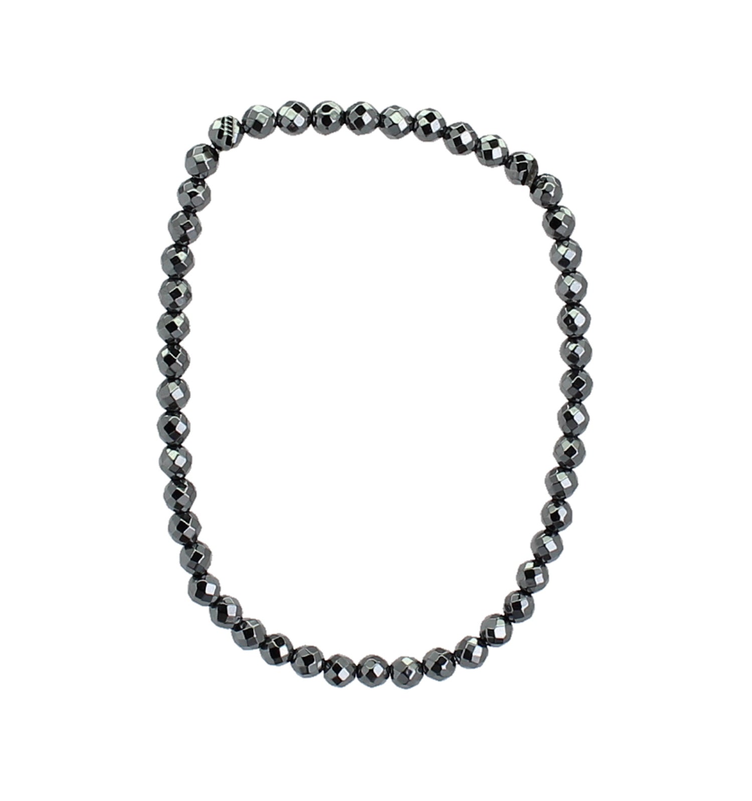 Armband aus Hämatit facettiertes Armband Stein Trommelstein Anhänger Perlen Kugeln Heilstein Edelstein Kugelarmband Perlenarmband Edelsteinarmband Stretcharmband Gummiarmband Armschmuck Schmuckstein Rohstein Rohstück Schmuck Kettenanhänger