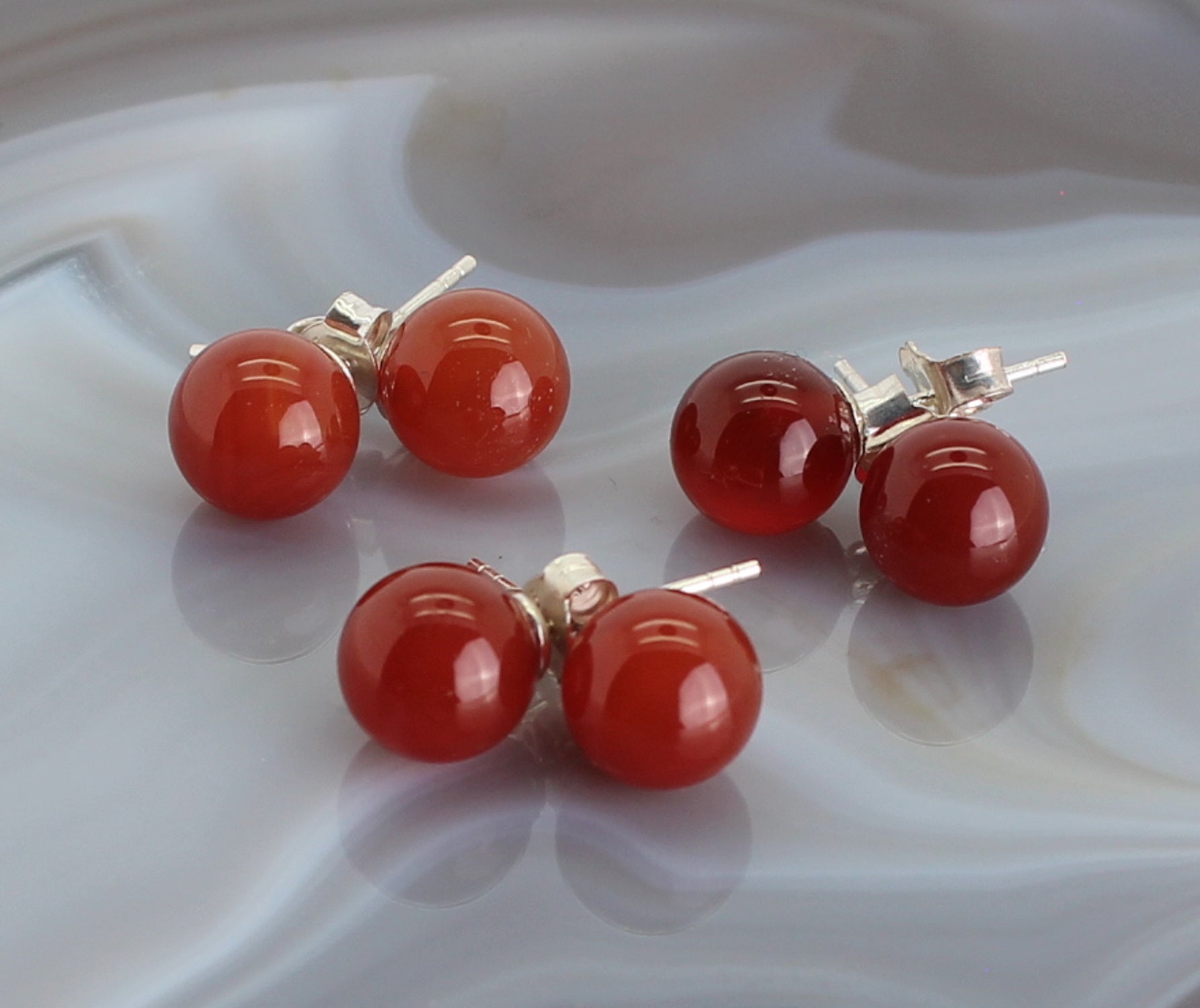 Karneol Carneol Silber Ohrringe Ohrstecker Stein Trommelstein Anhänger Ohrschmuck Silberschmuck Silberohrringe Cabochon Schmuckstein Perlenohrringe Edelstein Heilstein Rohstein Rohstück Karneolschmuck Karneolstein