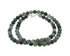 Halskette Kette aus Moosachat Stein Trommelstein Kugelkette Edelsteinkette Collier Edelstein Heilstein Halsschmuck Schmuckkette Anhänger Schmuckanhänger Heilsteinkette Perlen Kugel Moosachatstein Moosachatschmuck Moosachatkette