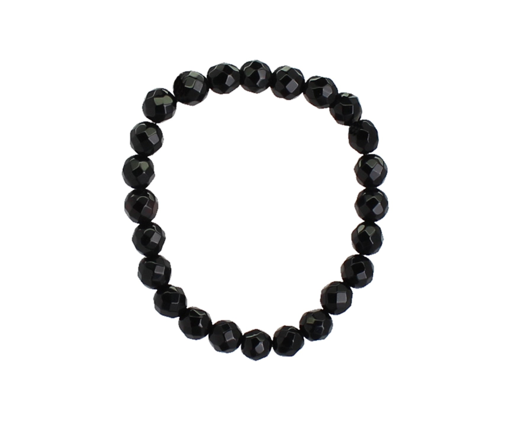Armband aus Onyx facettiertes Armband Stein Trommelstein Anhänger Perlen Kugeln Heilstein Edelstein Kugelarmband Perlenarmband Edelsteinarmband Stretcharmband Gummiarmband Armschmuck Schmuckstein Rohstein Rohstück Schmuck Kettenanhänger