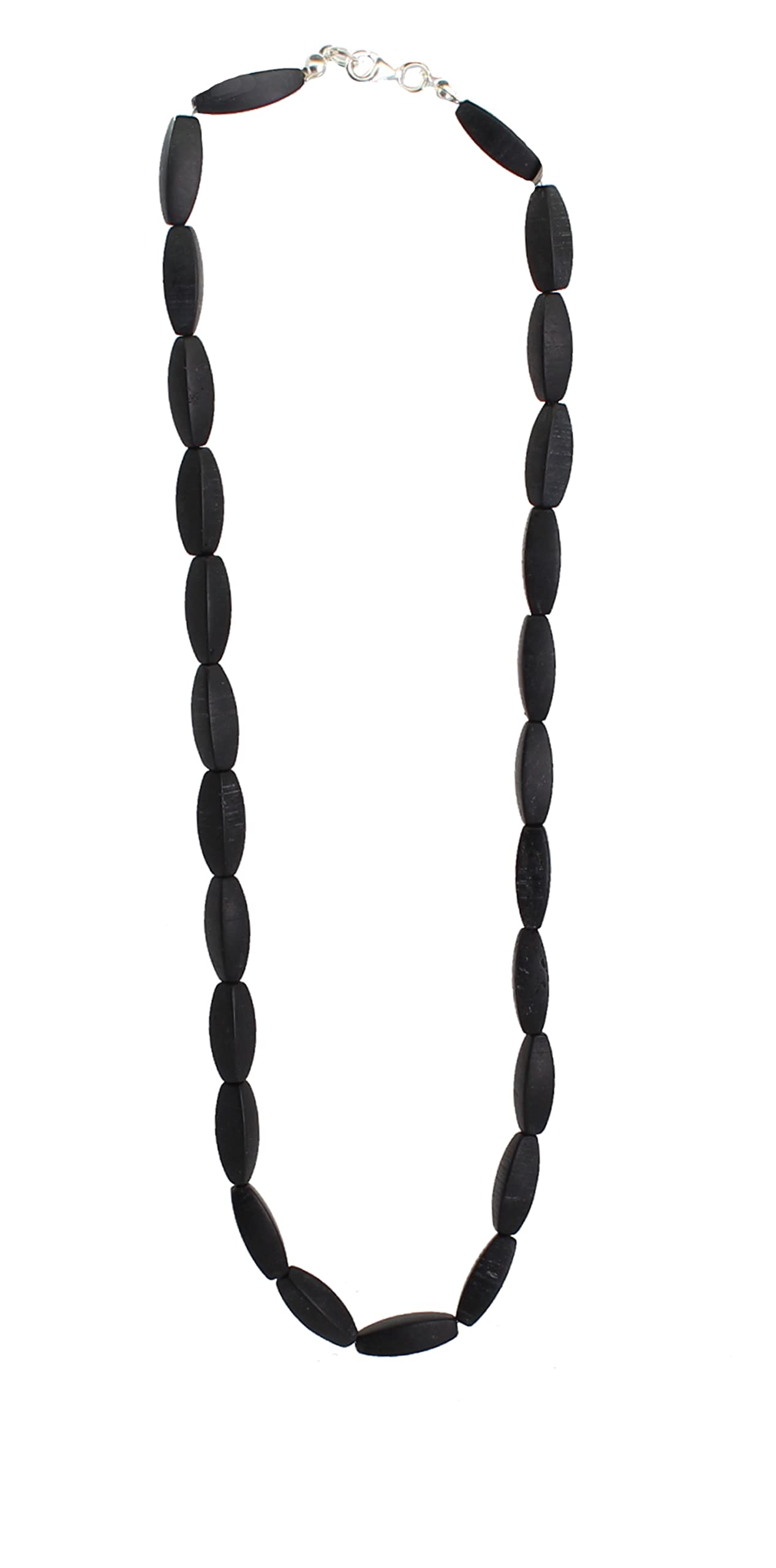 Halskette Kette aus schwarzer Onyx Stein Trommelstein Anhänger Perlenkette Kugelkette Buttonkette Collier Halsschmuck Kettenschmuck Ketten Edelstein Heilstein Halsschmuck Schmuck Schmuckstein Onyxschmuck Onyxstein schwarze Kette Perlenkette Halskette Kugelkette