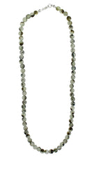 Halskette Kette aus Prehnit Stein Trommelstein Anhänger Perlenkette Kugelkette Buttonkette Collier Halsschmuck Kettenschmuck Ketten Edelstein Heilstein Halsschmuck Schmuck Schmuckstein Prehnitkette Prehnitschmuck Prehnitcollier Prehnitstein