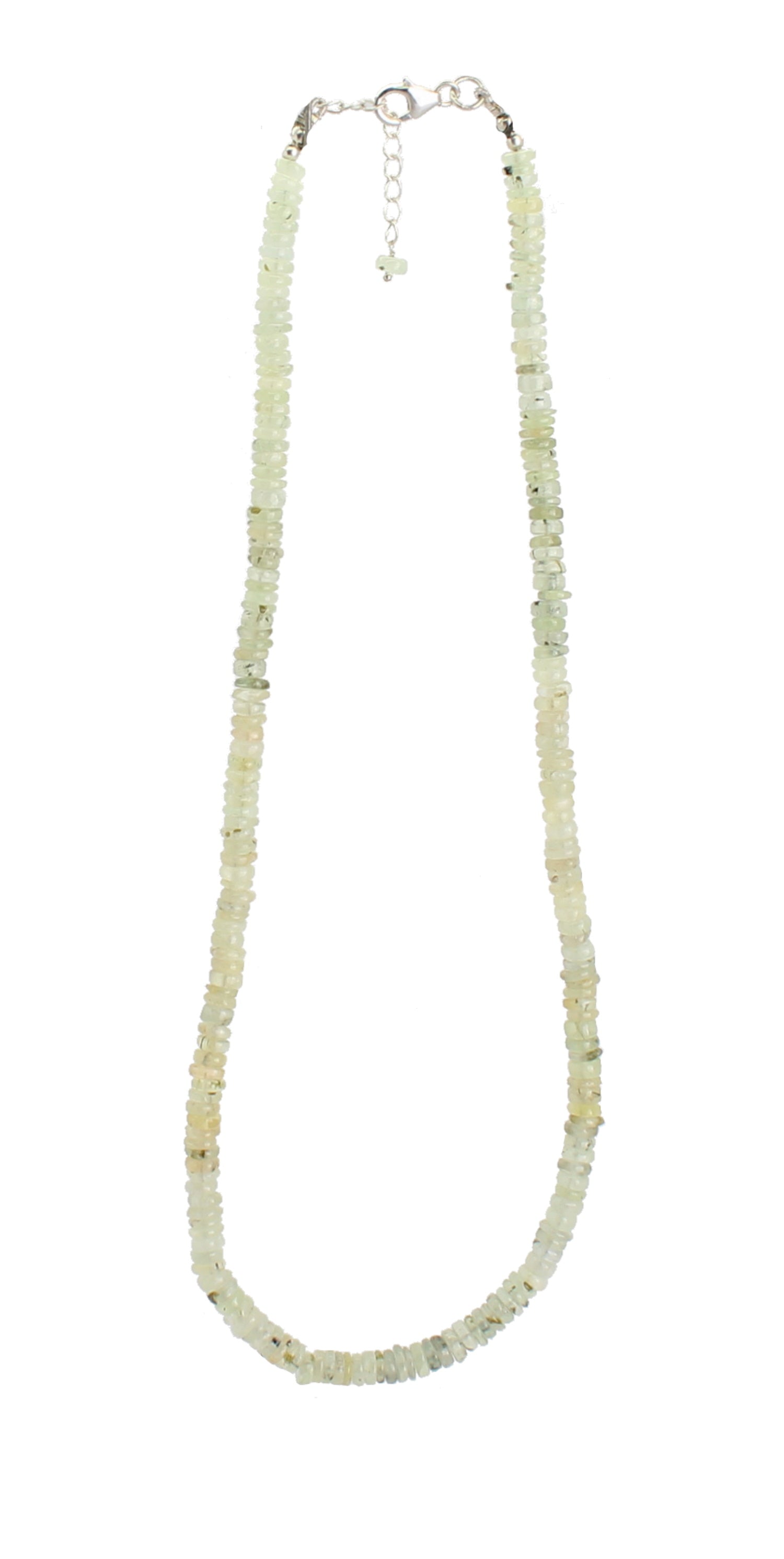 Halskette Kette aus Prehnit Stein Trommelstein Anhänger Perlenkette Kugelkette Buttonkette Collier Halsschmuck Kettenschmuck Ketten Edelstein Heilstein Halsschmuck Schmuck Schmuckstein Prehnitkette Prehnitschmuck Prehnitcollier Prehnitstein