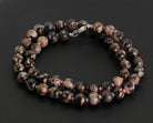 Edelsteinkette Rhodonit Stein Trommelstein Anhänger Halskette Kette Collier Kugelkette Perlenkette Edelsteinkette Splitterkette Edelstein Heilstein Schmuckstein Schmuck Halsschmuck Rhodonitstein Rhodonitschmuck Rhodonitkette