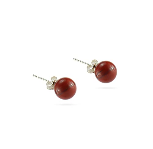 roter Jaspis rot Stein Trommelstein Rohstein Brocken Ohrringe Silberohrringe Silberohrstecker Silberschmuck Kugelohrstecker Perlenohrstecker Perlen Edelstein Heilstein Ohrschmuck Kugel aus Jaspis Jaspisschmuck Jaspisstein Jaspiskugel