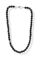 Kette Halskette aus Sardonyx Perlen Kugel Stein Trommelstein Anhänger Perlenkette Kugelkette Collier Schmuck Schmuckcollier Halsschmuck Schutzstein Glücksstein Edelstein Heilstein Rohstein Rohstück Edelsteinkette Heilsteinkette