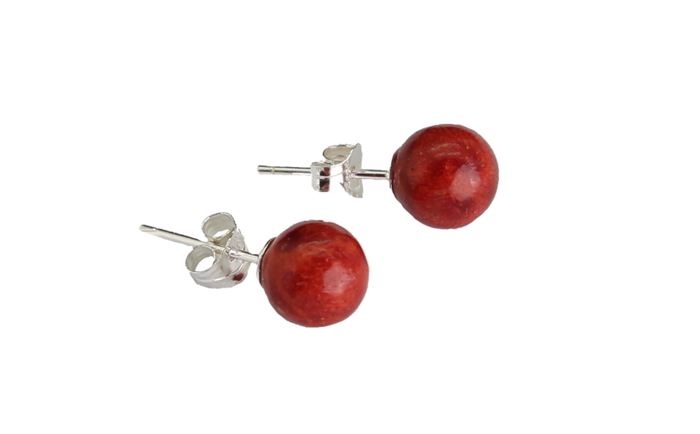 Ohrschmuck Ohrringe Silberohrringe mit Schaumkoralle Koralle Stein Trommelstein Anhänger Trommelsteinanhänger Silberschmuck roter Korallenschmuck Korallenstein rote Koralle Schaumkoralle als Ohrstecker Silberohrstecker