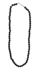 Halskette Kette aus Turmalin Schörl Stein Trommelstein Anhänger Perlenkette Kugelkette Collier Buttonkette Edelstein Heilstein Halsschmuck Schmuck Schmuckstein Schmuckkette Turmalinkette Turmalinschmuck Turmalinstein Turmalincollier
