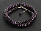 Halskette Kette aus Sugilith Stein Trommelstein Anhänger Perlenkette Kugelkette Buttonkette Collier Halskette Halsschmuck Schmuckcollier Kettenschmuck Schmuck Schmuckstein Edelstein Heilstein Geschenkidee Sugilithstein Sugilithschmuck Sugilithkette Sugilite