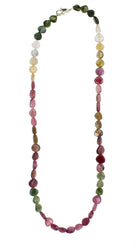 rosa grüner blauer Turmalin Stein Trommelstein Perlenkette Kugelkette Kette Halskette Buttonkette Collier Halsschmuck Kettenschmuck Edelstein Heilstein Edelsteinkette Heilsteinkette Schmuck Rohstein Rohstück rosa grüne blaue Turmalinkette Turmalinschmuck Turmalinstein